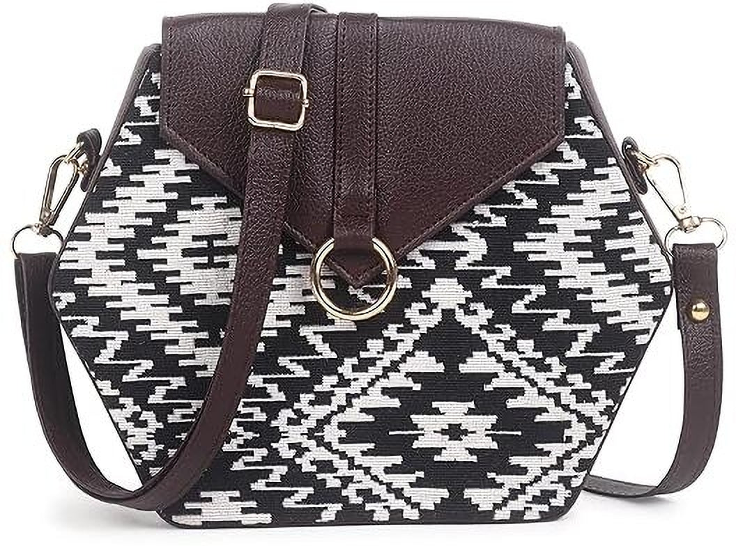 White Boho Himalayan Cotton Crossbody Sling Bag, 3 L