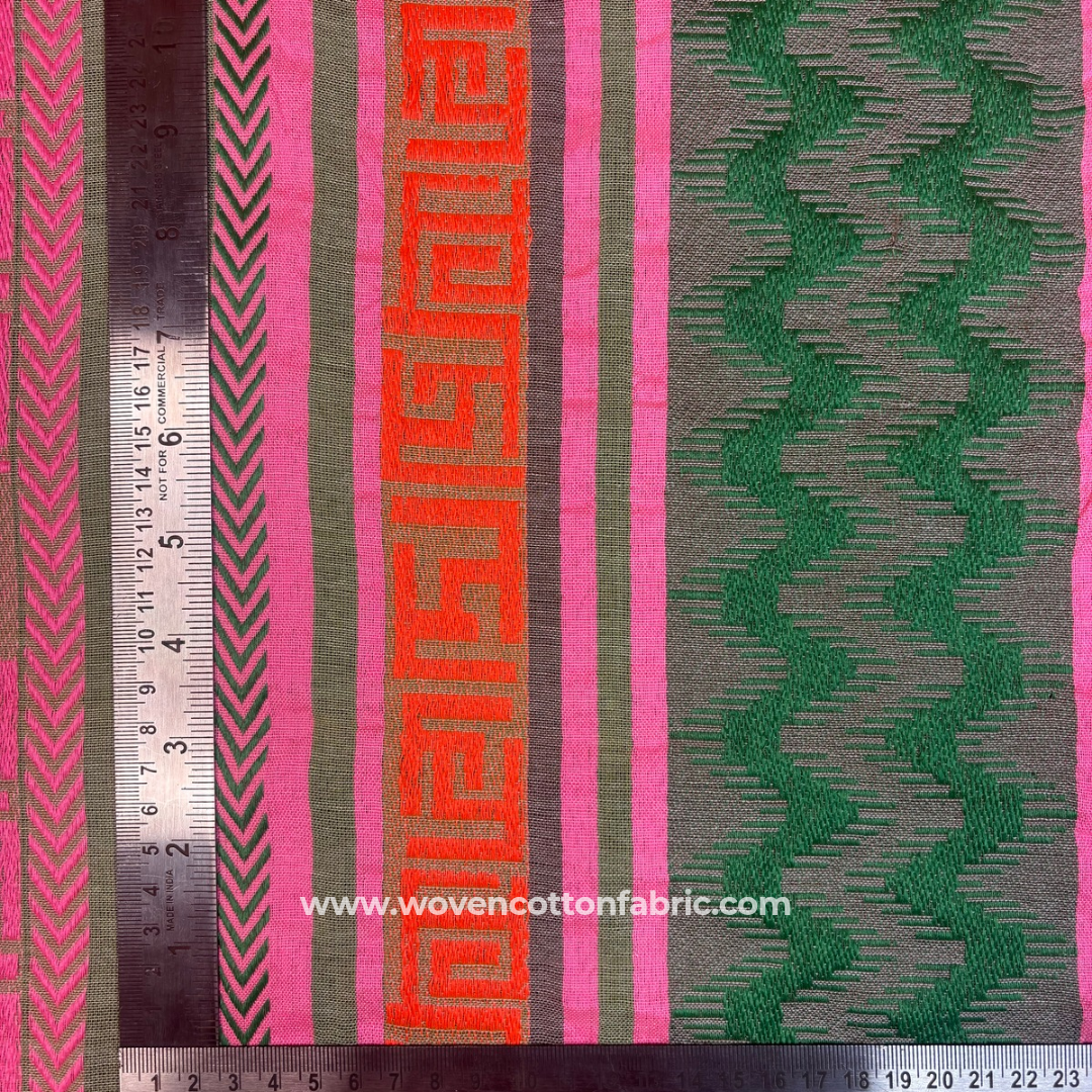 Pink Vintana Cotton Jacquard Fabric,Per Meter