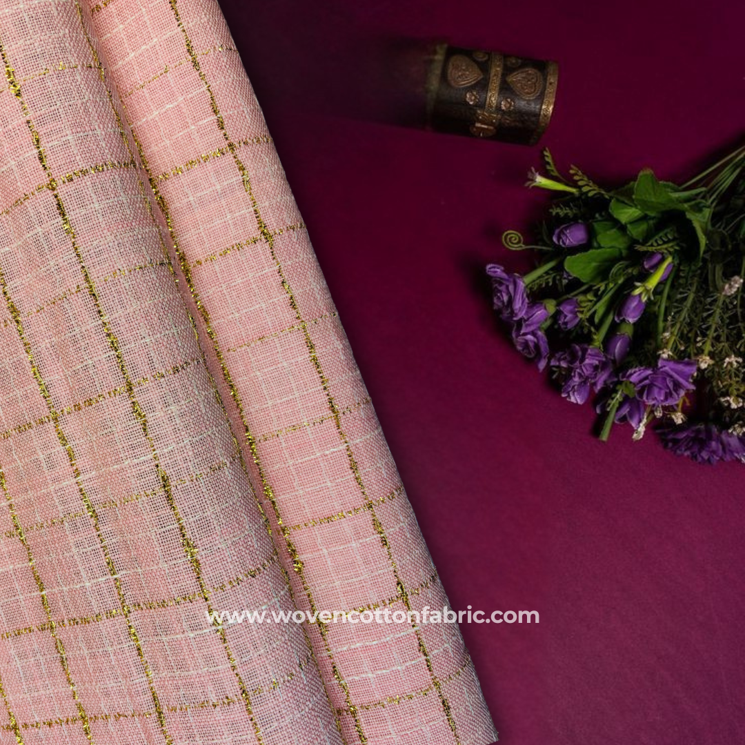 Blush Gleam Softly Cotton Jacquard Fabric, Per Meter