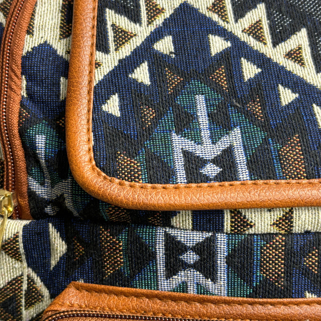Navy Blue Aztec Print Handcrafted Backpack, Small 5L