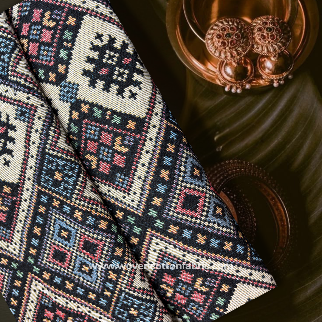 Desert Loom Cotton Jacquard Fabric, Per Meter