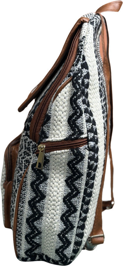 White Boho Handcrafted Backpack, Small 5L