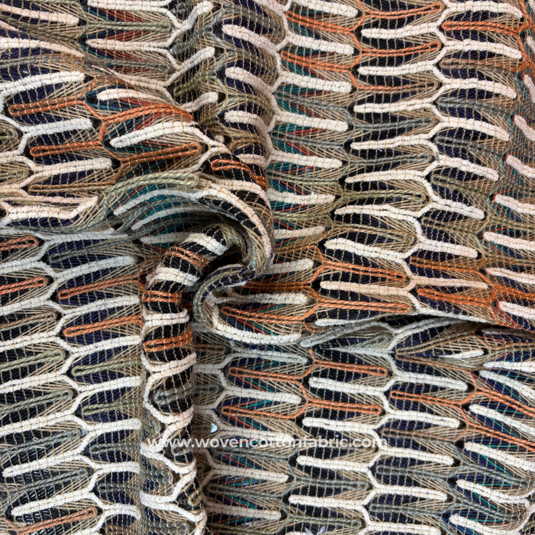 Rustic Ridges Cotton Jacquard Fabric,A4 Swatch