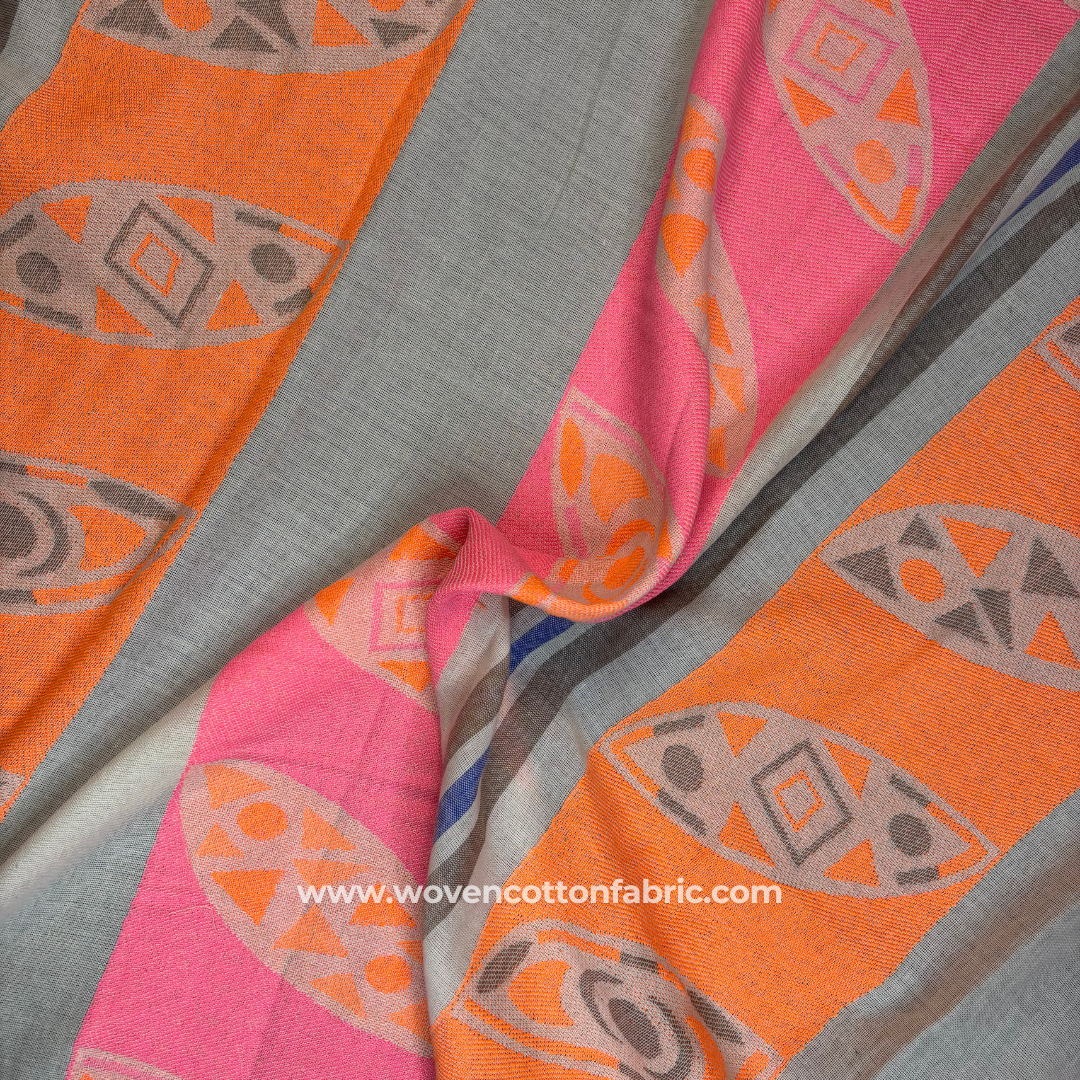 Sunset Symbols Cotton Jacquard Fabric, Per Meter