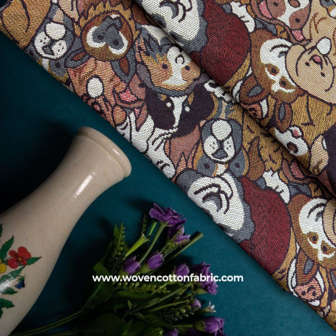 Woof Wonderland Cotton Jacquard Fabric, Per Meter
