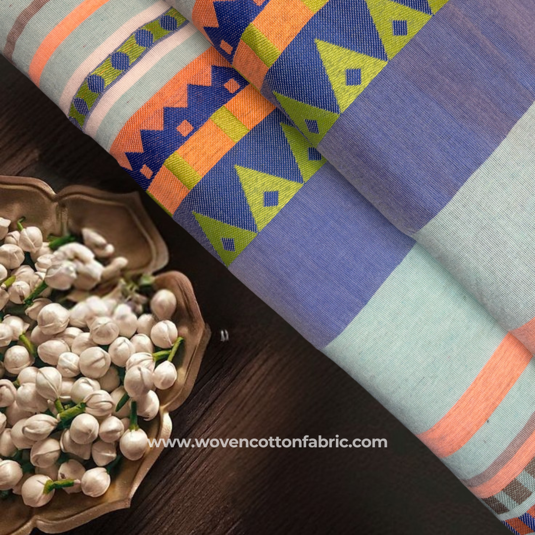 Nomad Lines Cotton Jacquard Fabric, Per Meter