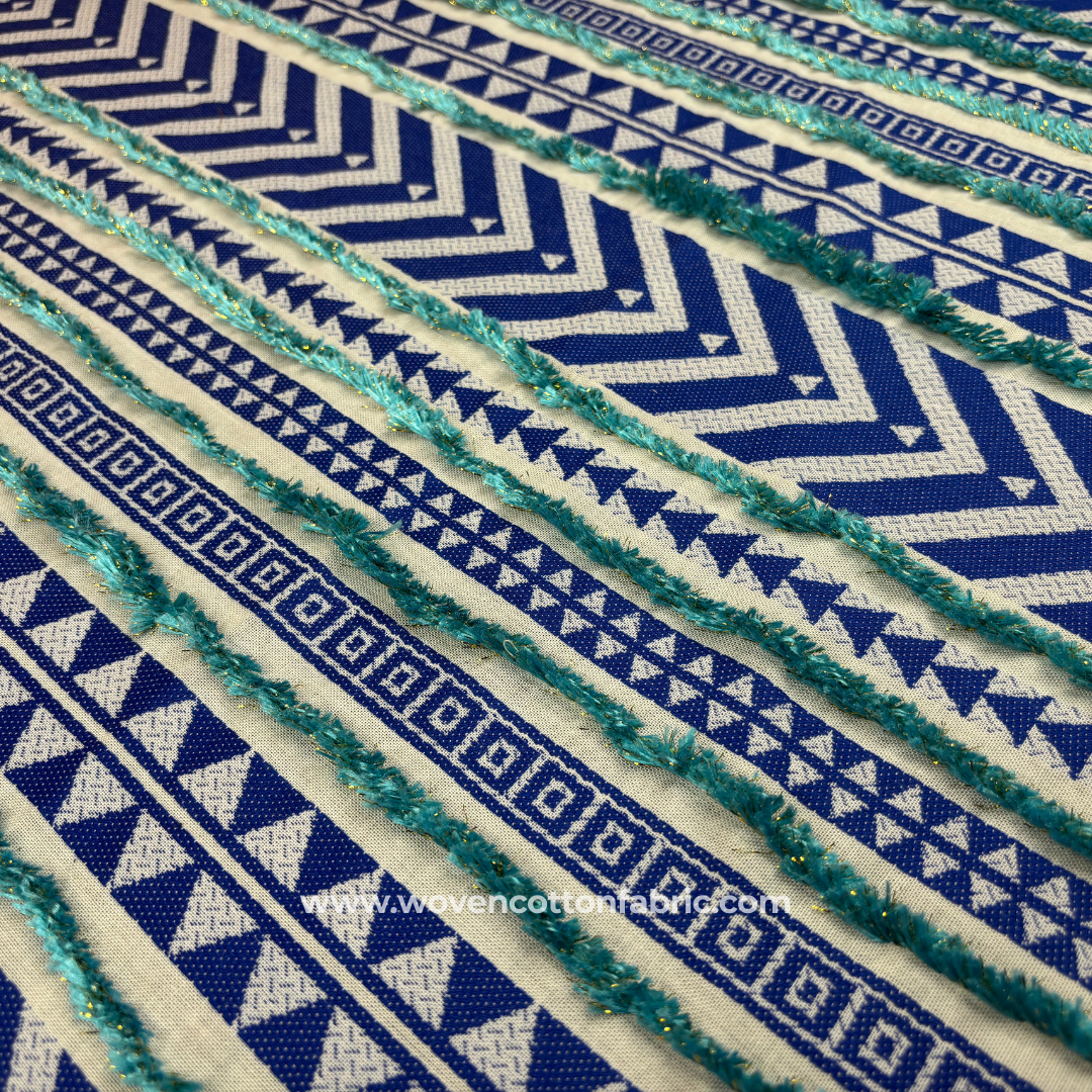 Arctic Maze Cotton Jacquard Fabric, Per Meter