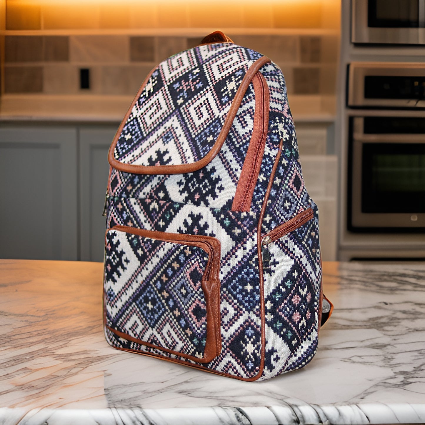 Blue Boho Handcrafted Backpack, Small 5L