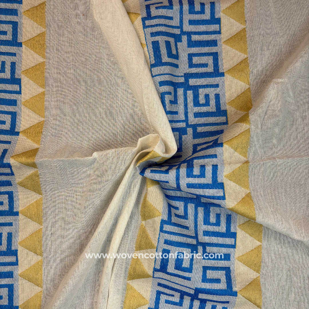Blue Sutrayan Cotton Jacquard Fabric, Per Meter