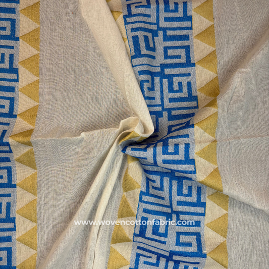 Blue Sutrayan Cotton Jacquard Fabric, Per Meter