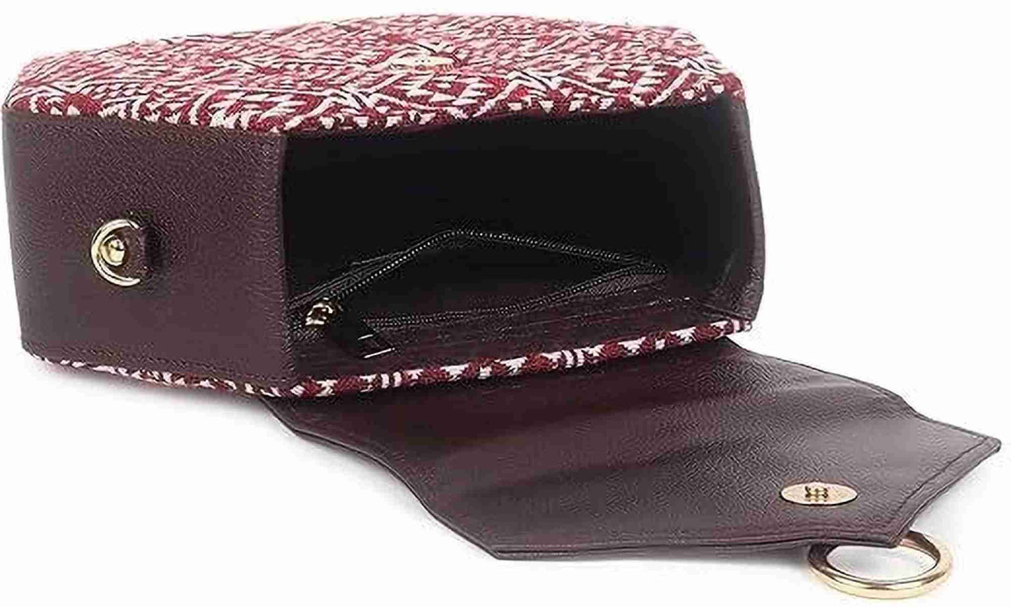 Maroon Boho Himalayan Cotton Crossbody Sling Bag, 3 L