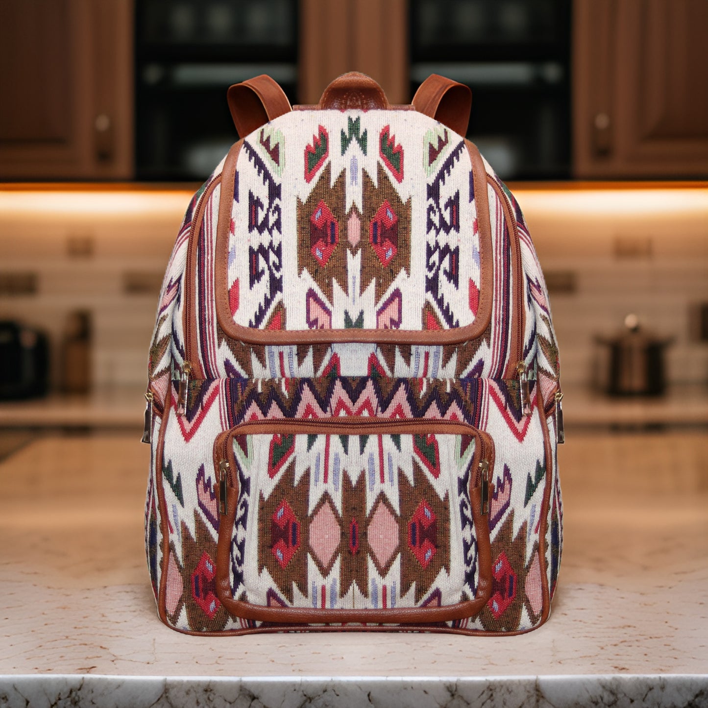 Red Bohemian Chic Aztec Backpack, Small 5L