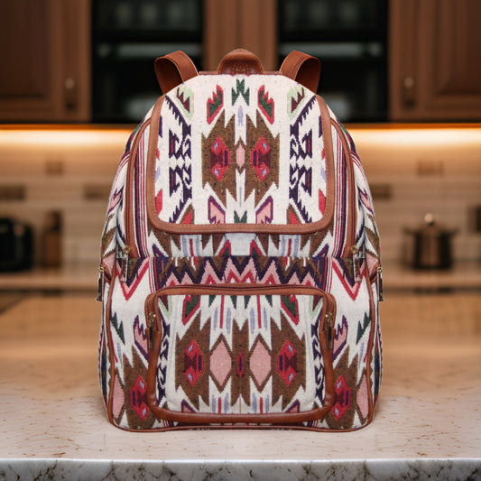Red Bohemian Chic Aztec Backpack, Small 5L