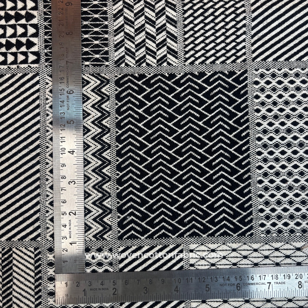 Monochrome Maze Cotton Jacquard Fabric,Per Meter