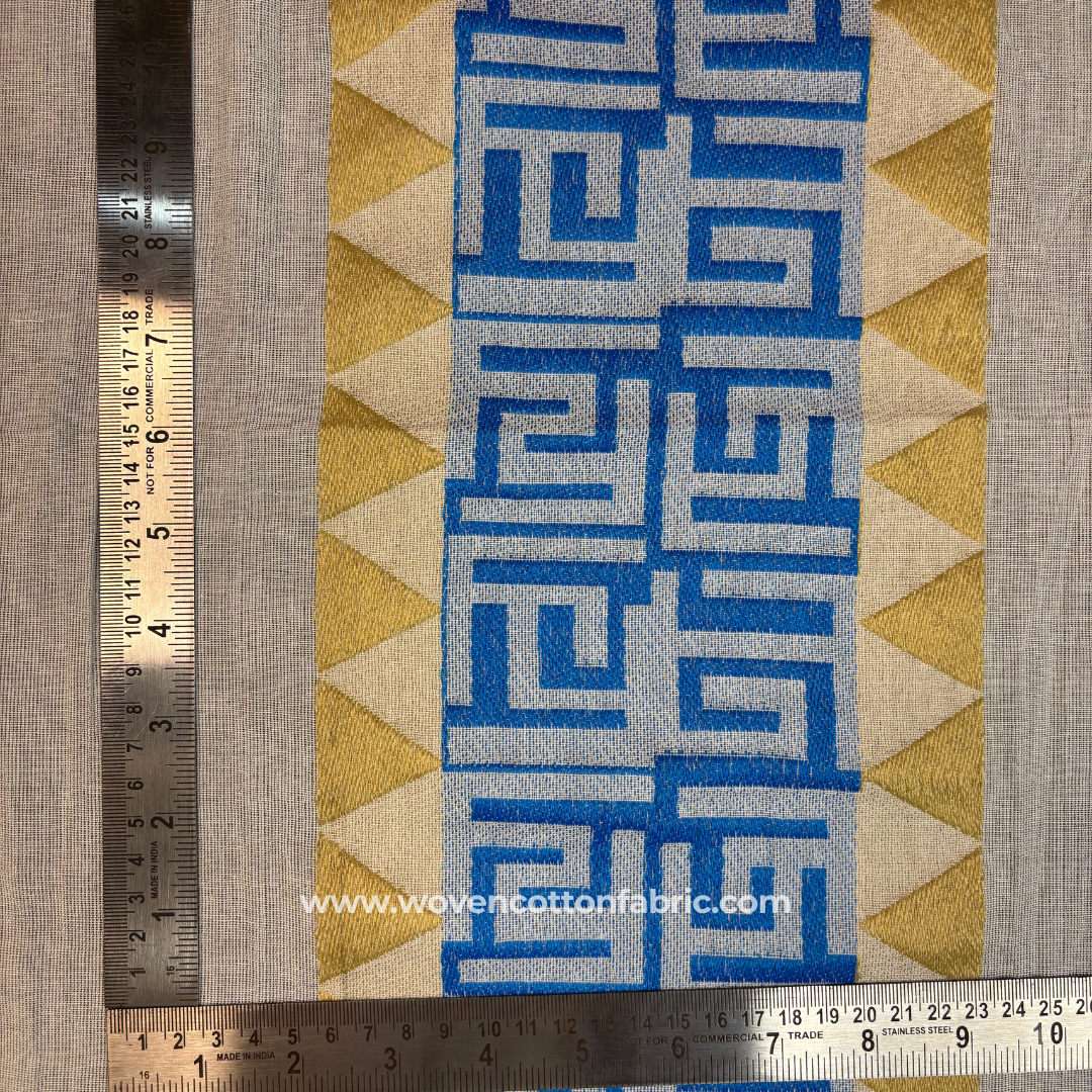 Blue Sutrayan Cotton Jacquard Fabric, Per Meter