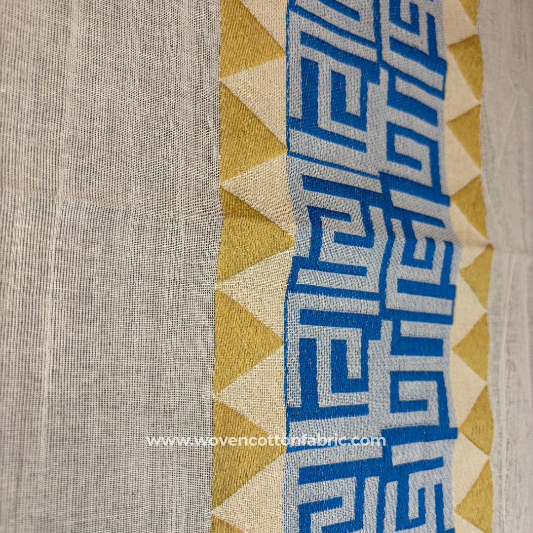 Blue Sutrayan Cotton Jacquard Fabric, Per Meter