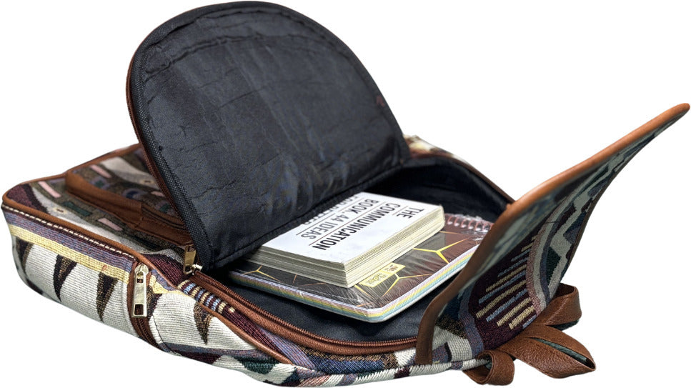 Brown Aztec Pattern Handcrafted Backpack, Small 5L