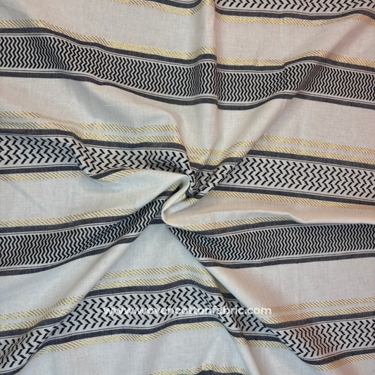 Noor Lines Cotton Jacquard Fabric,Per Meter