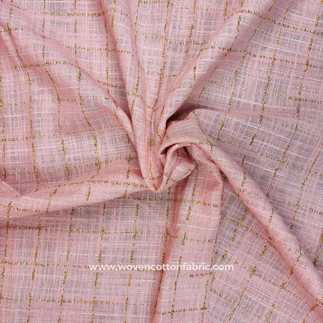Blush Gleam Softly Cotton Jacquard Fabric, Per Meter