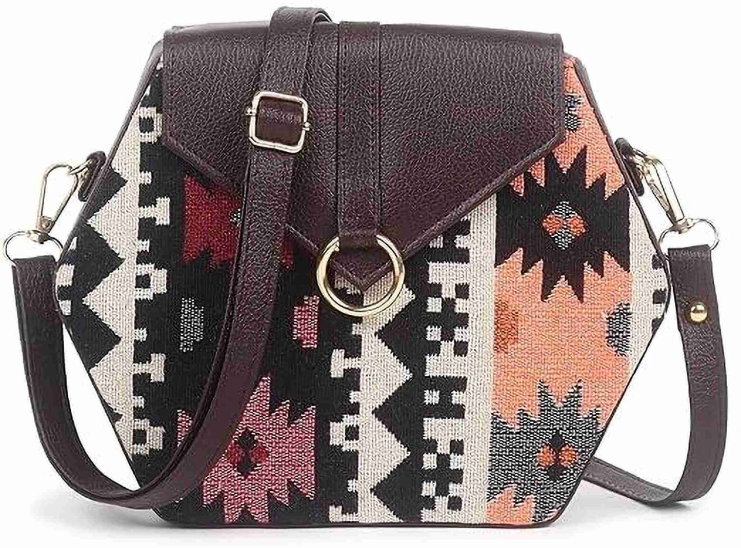 Orange Boho Himalayan Cotton Crossbody Sling Bag, 3 L