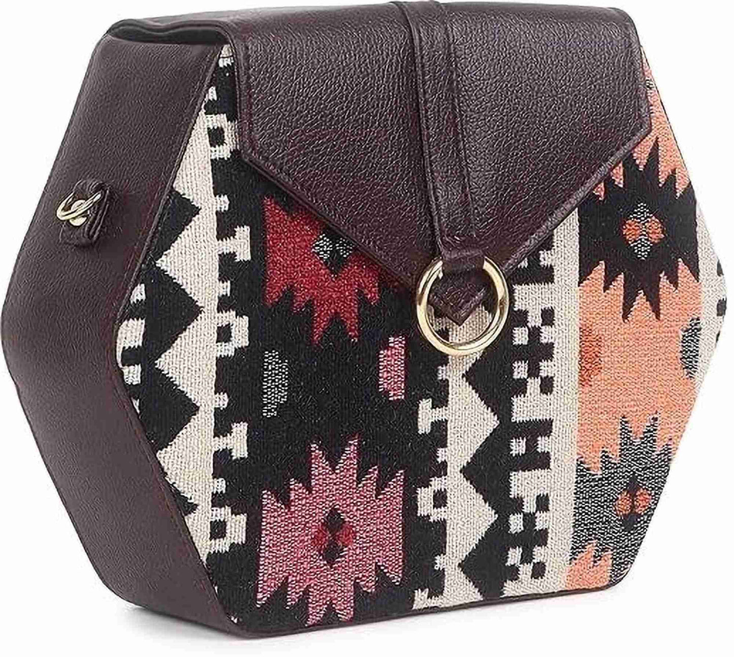 Orange Boho Himalayan Cotton Crossbody Sling Bag, 3 L