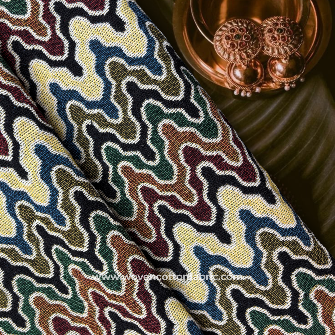 Saanjh Leher Cotton Jacquard Fabric, Per Meter