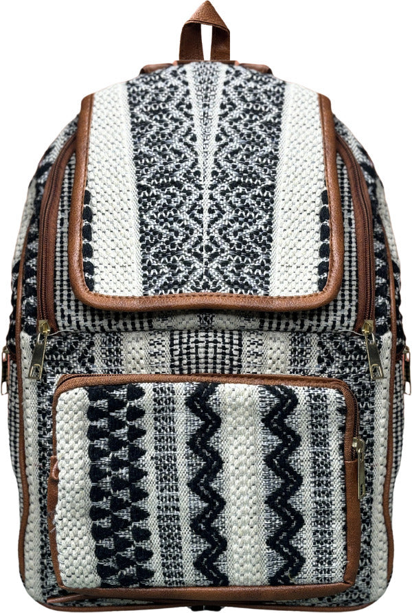 White Boho Handcrafted Backpack, Small 5L