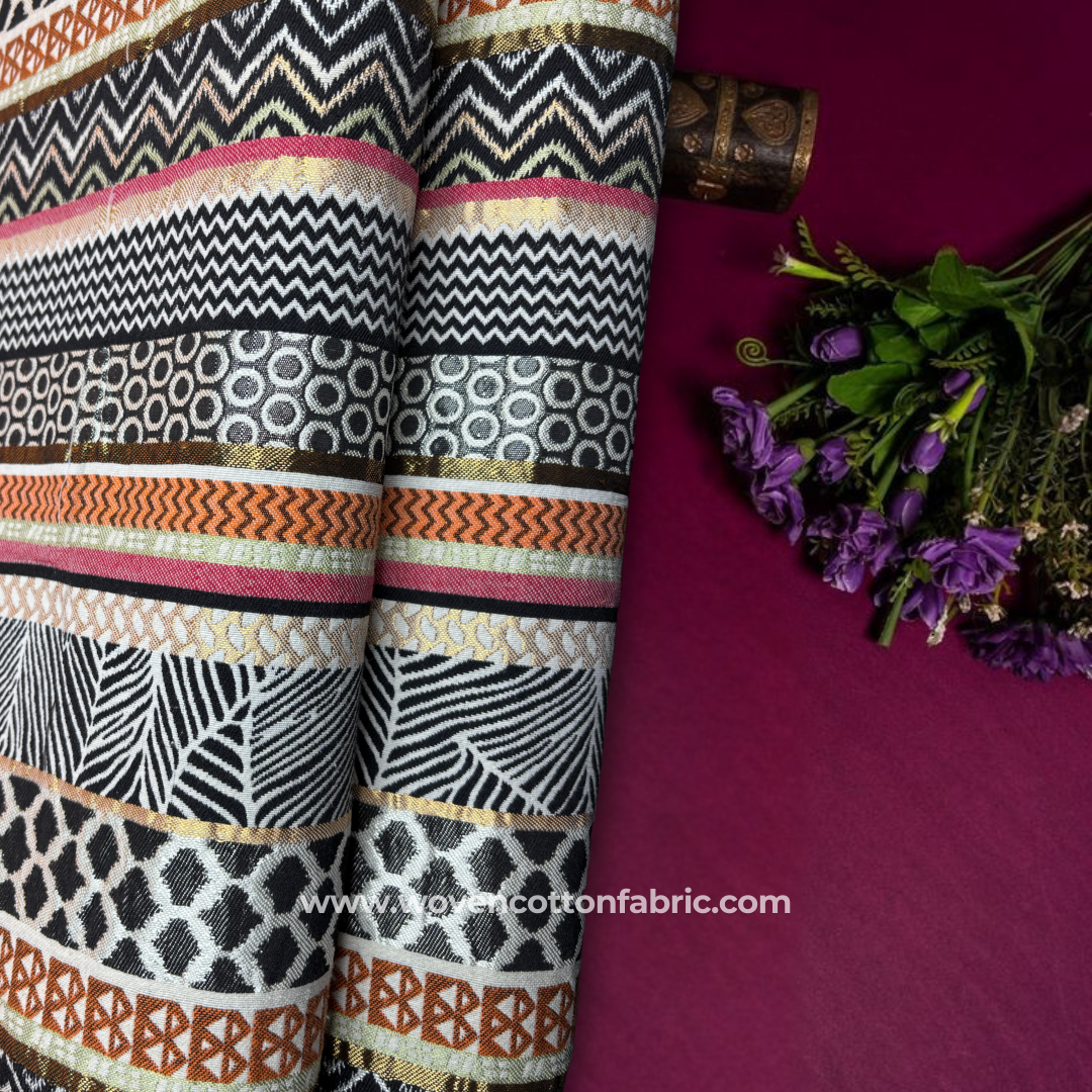 Zarqa Echo Soft Cotton Jacquard Fabric,Per Meter