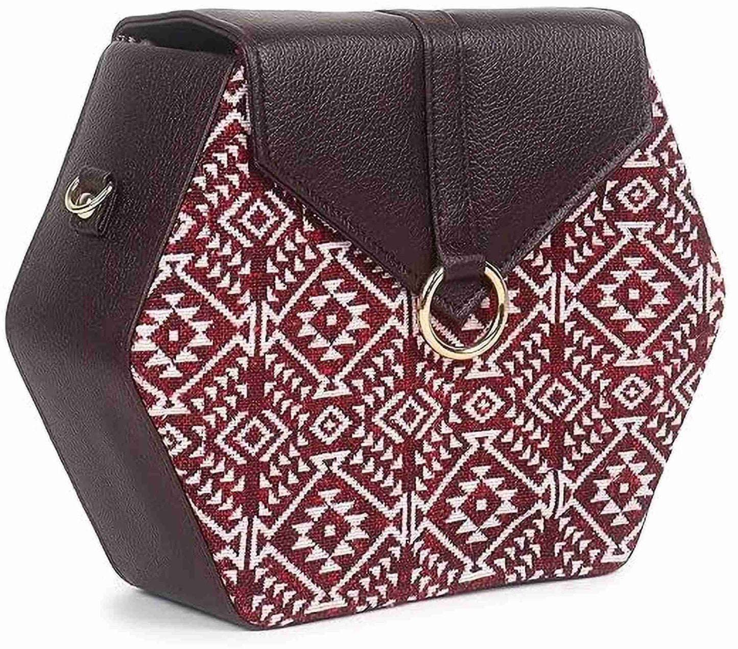 Maroon Boho Himalayan Cotton Crossbody Sling Bag, 3 L